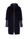 Herno Layered-sleeved Zip-up Down Coat In Black