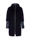 Herno Layered-sleeved Zip-up Down Coat In Black