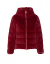 Herno Padded Jacket With Faux Fur Texture In Red