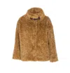Herno Faux Fur Coat With Leather Belt In Brown