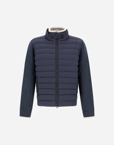 Herno Slim-fit Wool And Quilted Shell Down Jacket In Blue