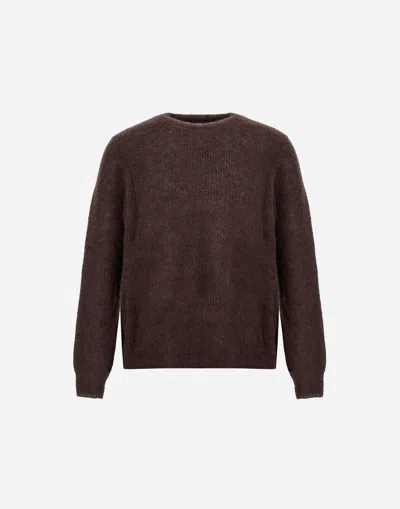 Herno Sweater In Cob Stitch Alpaca Wool In Brown