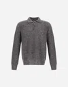 Herno Polo Shirt In Cob Stitch Alpaca Wool In Gray