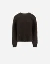 Herno Sweater In Cobbed Blown Alpaca Wool In Brown