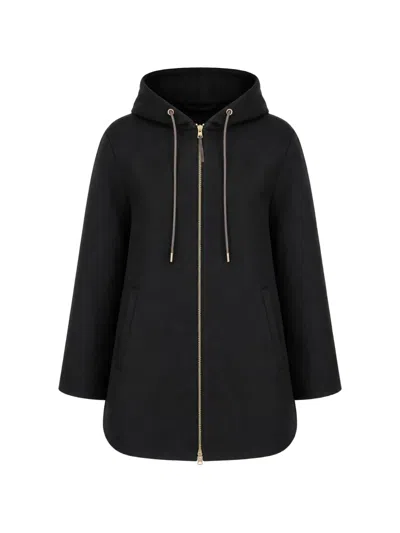 Herno Cocoon Drawstring Wool Coat In Black