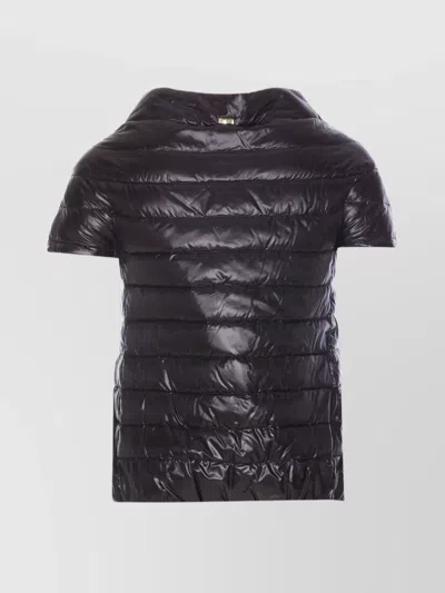 Herno Collar High Pockets Down Jacket Padded Quilted Sleeves In Black