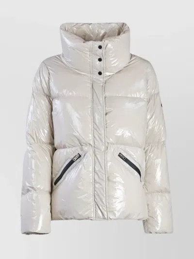 Herno Collar Long Sleeves Shiny Finish Pockets Quilted In Beige