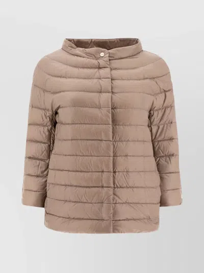 Herno Collar Longline Silhouette Lightweight Quilted Design In Neutral