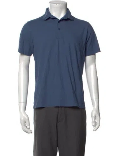 Pre-owned Herno Collar Short Sleeve Polo Shirt In Blue