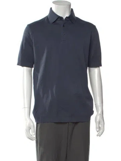 Pre-owned Herno Collar Short Sleeve Polo Shirt W/ Tags In Blue