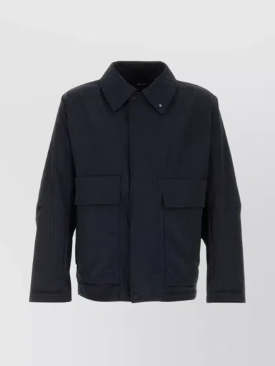 Herno Collared Design Flap Pockets Long Sleeves Jacket In Blunavy