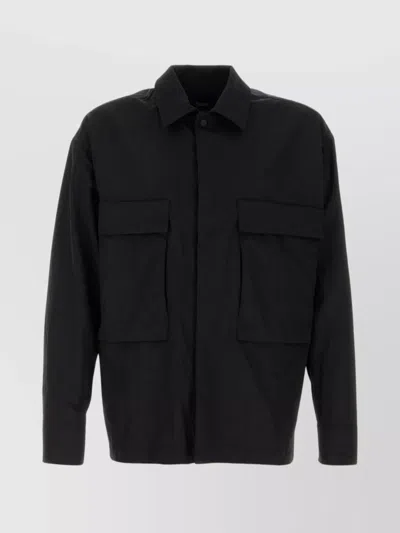 Herno Collared Design Jacket With Front Flap Pockets In Black