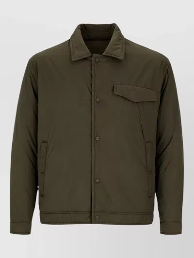 Herno Collared Jacket Long Sleeves Front Pockets In Green