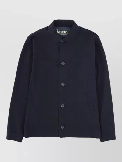 Herno Collared Jacket Long Sleeves Front Pockets In Blue