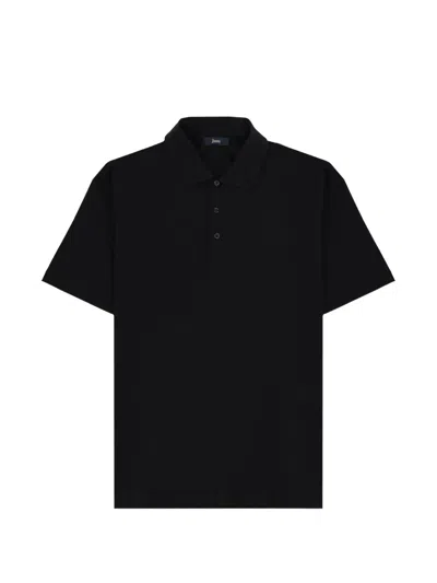 Herno Polo Shirt Straight Cut Collar Short Sleeves In Blue