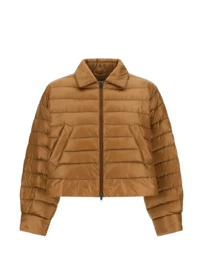 Herno Collared Quilted Jacket In Brown