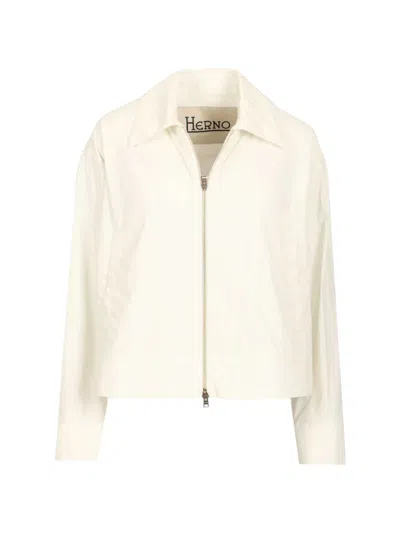 Herno Short Jacket In Stretch Nylon Jackets White In Neutral