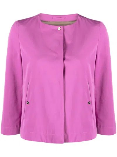 Herno Collarless Cropped-sleeve Jacket In Pink
