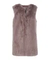 Herno Faux Fur Eaist Coat In Brown