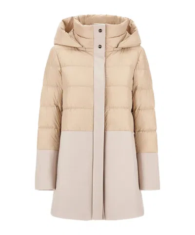 Herno Color-block Hooded Down Jacket In Neutral