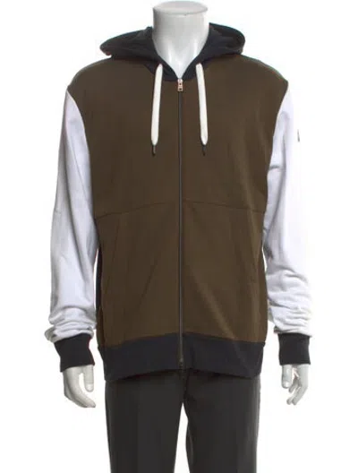 Pre-owned Herno Colorblock Pattern Open Front Hoodie In Green