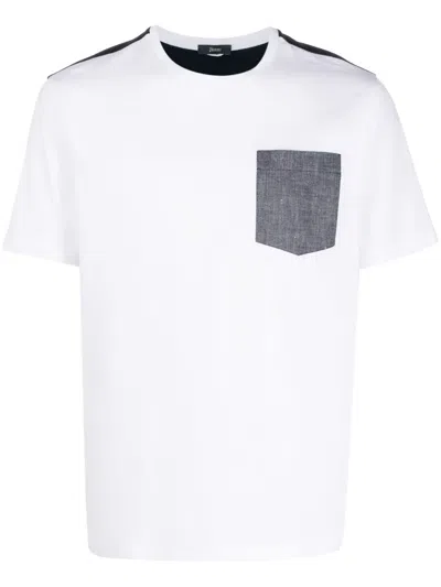 Herno Colour-block Cotton T-shirt In White