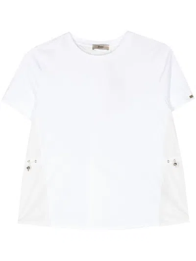 Herno T-shirt In Chic Cotton Jersey And New Techno Taffeta In White