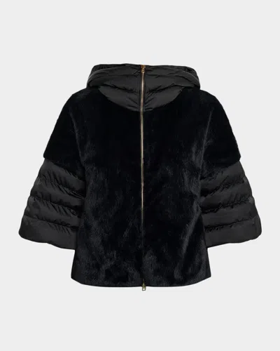 Herno Combo Cape Jacket In Black