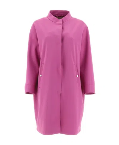 Herno Stretch Techno Jersey Coat In Pink & Purple