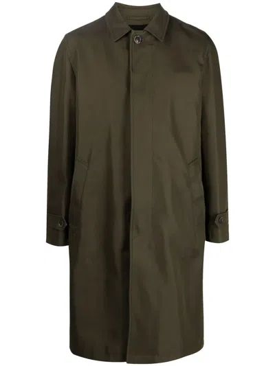Herno Concealed Front-fastening Parka Coat In Green