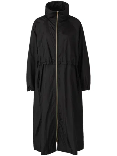 Herno Plain Zip Trench Coat In Black