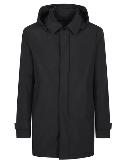 HERNO CONCEALED-CLOSURE CLASSIC-COLLAR MEDIUM DOWN JACKET