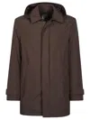 Herno Concealed-closure Medium Down Jacket In Brown