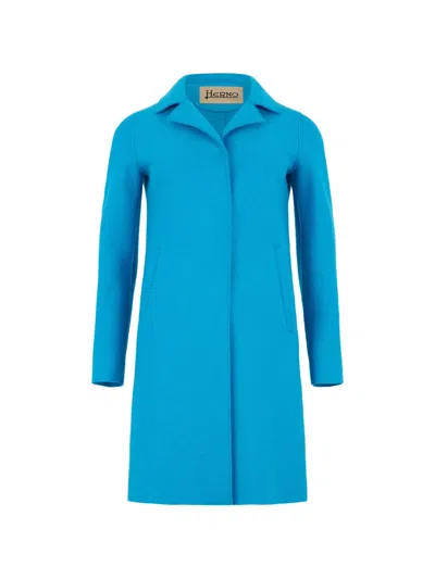 Herno Concealed-fastening Coat In Blue