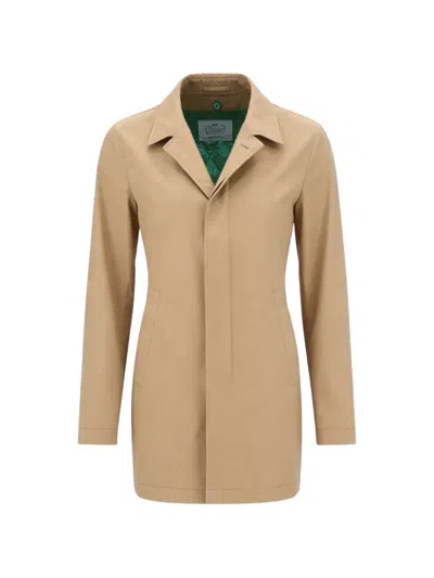 Herno Concealed-fastening Coat In Neutral