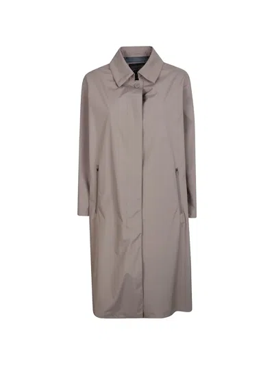 Herno Concealed-fastening Pleated Coat In Gray