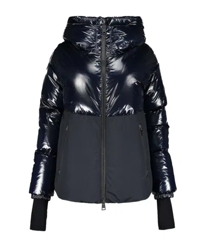 Herno Contrast Hooded Down Jacket In Blue