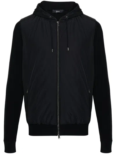 HERNO CONTRAST-PANEL PIQUÉ JACKET
