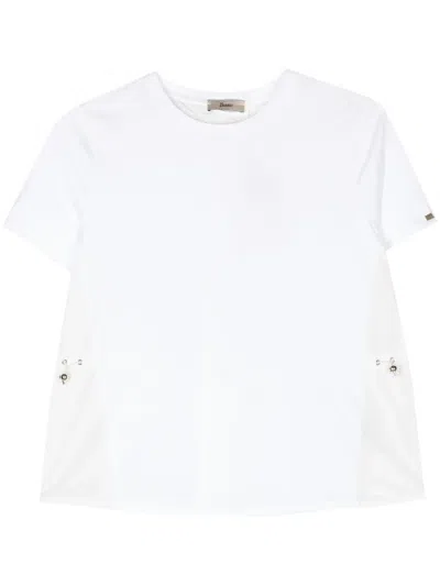 Herno Cotton Jersey And New Techno Taffeta T-shirt In White