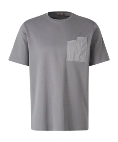 Herno Contrast Pocket Crewneck T-shirt In Gray