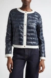 Herno Contrast Trim Quilted Nylon Down Jacket In Blue