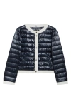 Herno Contrast Trim Quilted Nylon Down Jacket In 9200 Navy/white