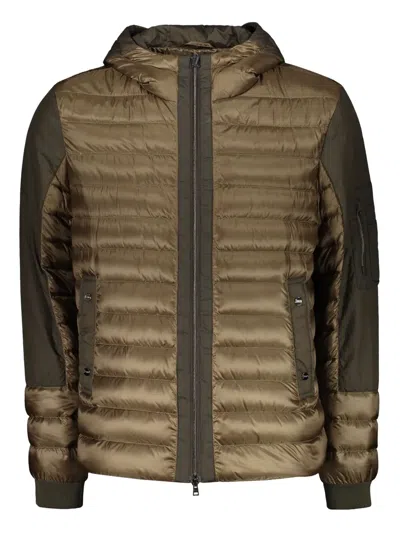 Herno Contrasting-panels Puffer Jacket In Green