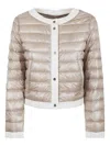 Herno Quilted Jacket With Contrast Trim And Long Sleeves In Neutrals