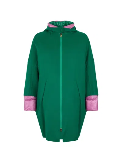 Herno Contrasting-cuff Single-breasted Coat In Green