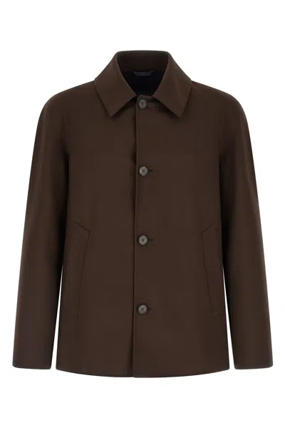 Herno Buttoned Shirt Jacket In Brown