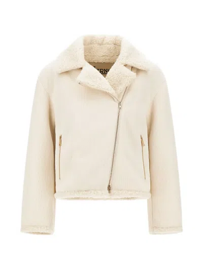Herno Corduroy Biker Jacket In Animal Print