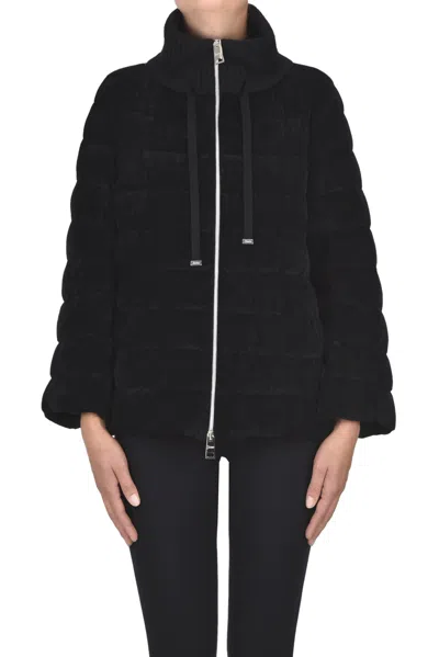 Herno Corduroy Down Jacket In Black