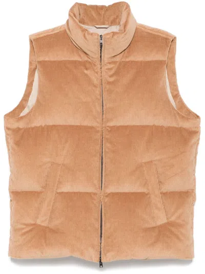 Herno Corduroy Gilet In Brown