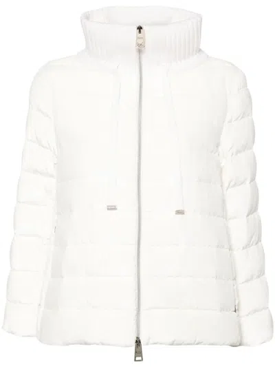 Herno Quilted With Faux Fur Puffer Coat In White